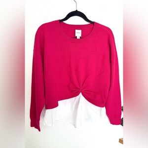 Anthropologie Maeve The Gemini Twofer Pullover Sweater Layered Ruched Ruffle